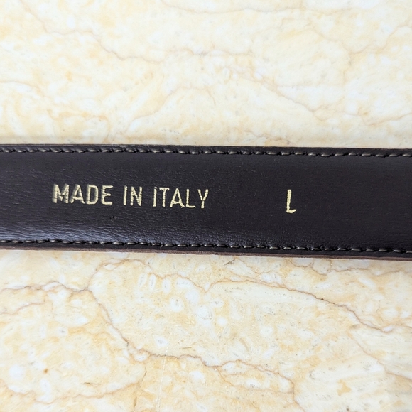 Vintage Lemie Genuine Leather Tan Embossed Gator Italian Belt Gold Tone Buckle - Picture 8 of 14